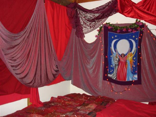 Interior of Red Tent, Belly & Womb Conference, Baldwinville, MA, 2005