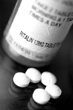 Ritalin bottle with tablets