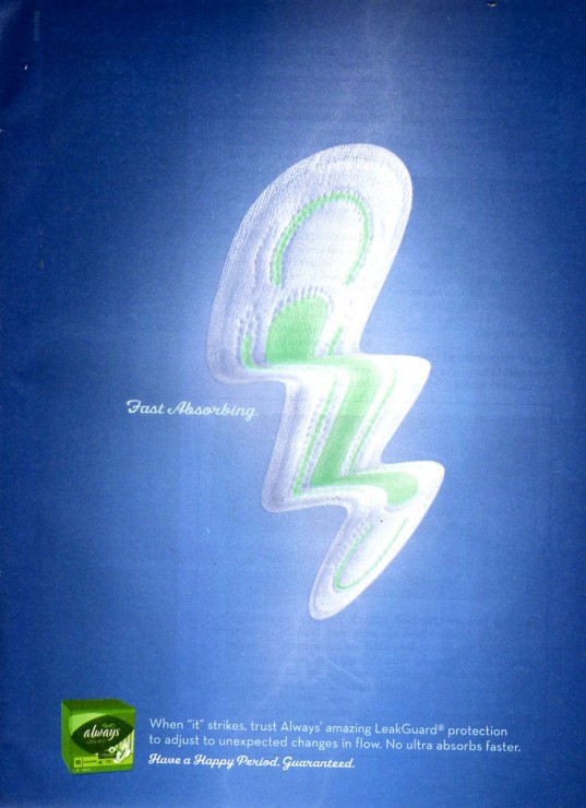 June 2010 magazine ad for Always maxi pads